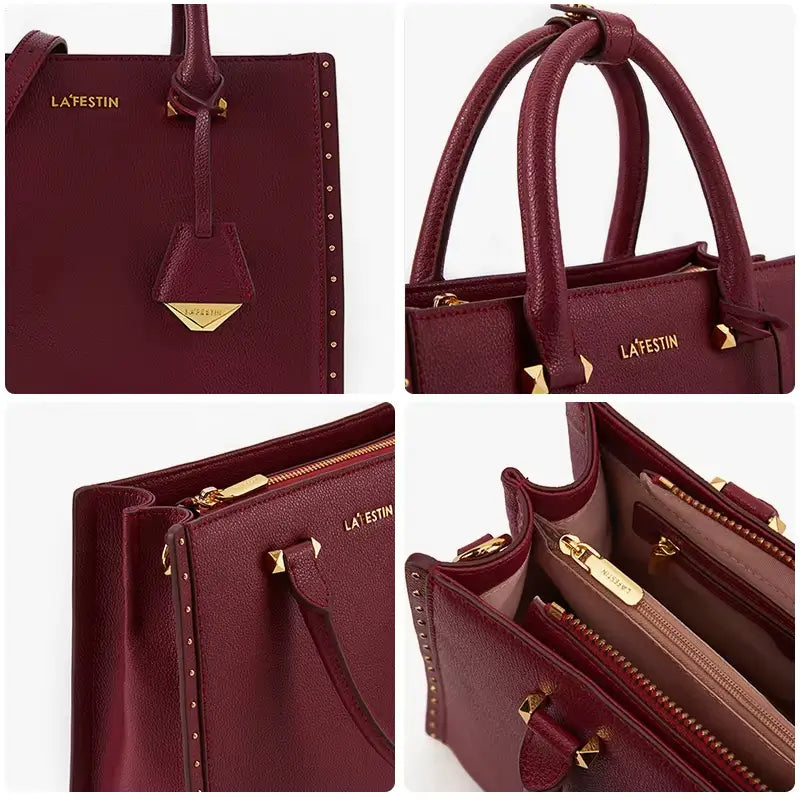Bolsa Tote Feminina Ella Bordô Média em Couro