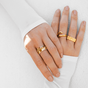 Zirconia Links Ring Gold Plated 18K