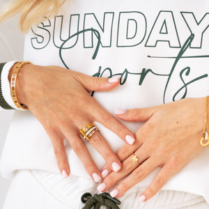 Triple Band Roman Numeral Ring Gold Plated 18K