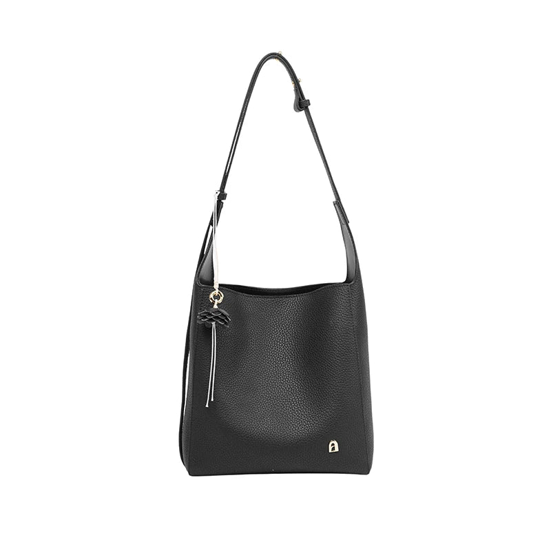 Bolsa Tote Amélie Pequena em Couro Preto