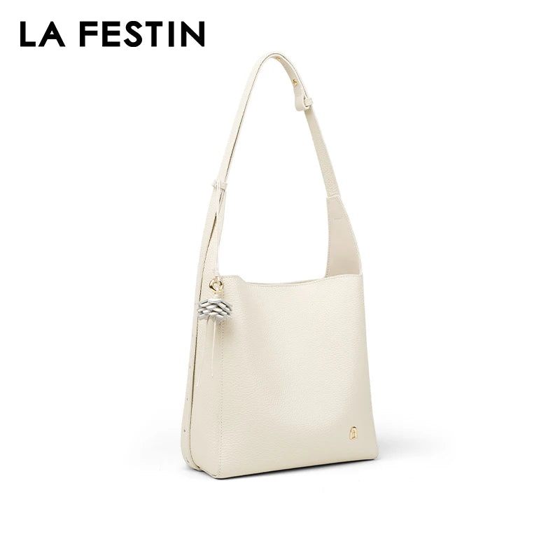 Bolsa Tote Amélie Pequena em Couro Bege