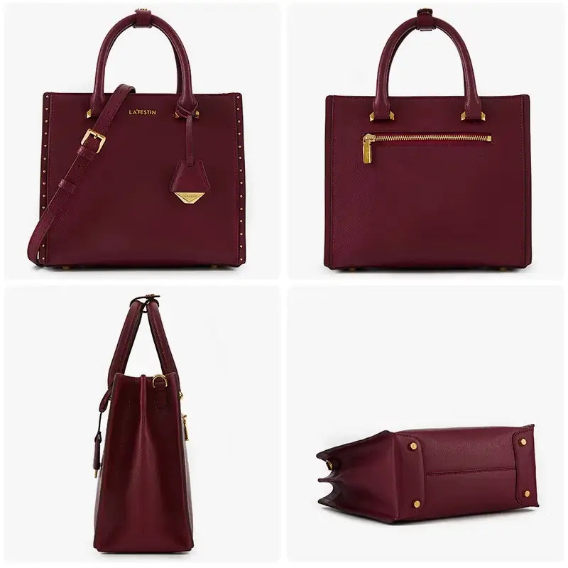 Bolsa Tote Feminina Ella Bordô Média em Couro