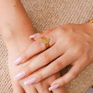 Flora Adjustable Ring Gold Plated 18K