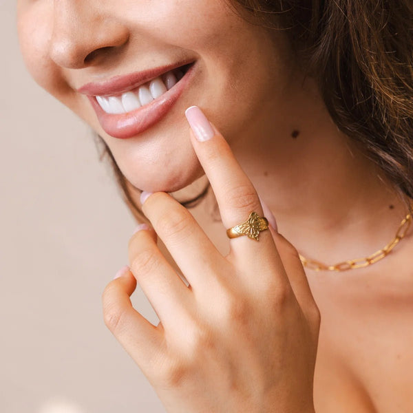 Flora Adjustable Ring Gold Plated 18K