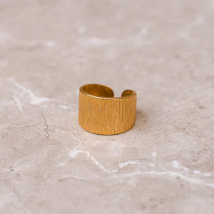 Wide Textured Adjustable Ring Gold Plated 18K