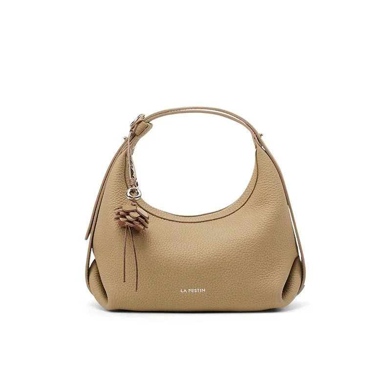 Bolsa Transversal Caqui Feminina Pequena de Couro