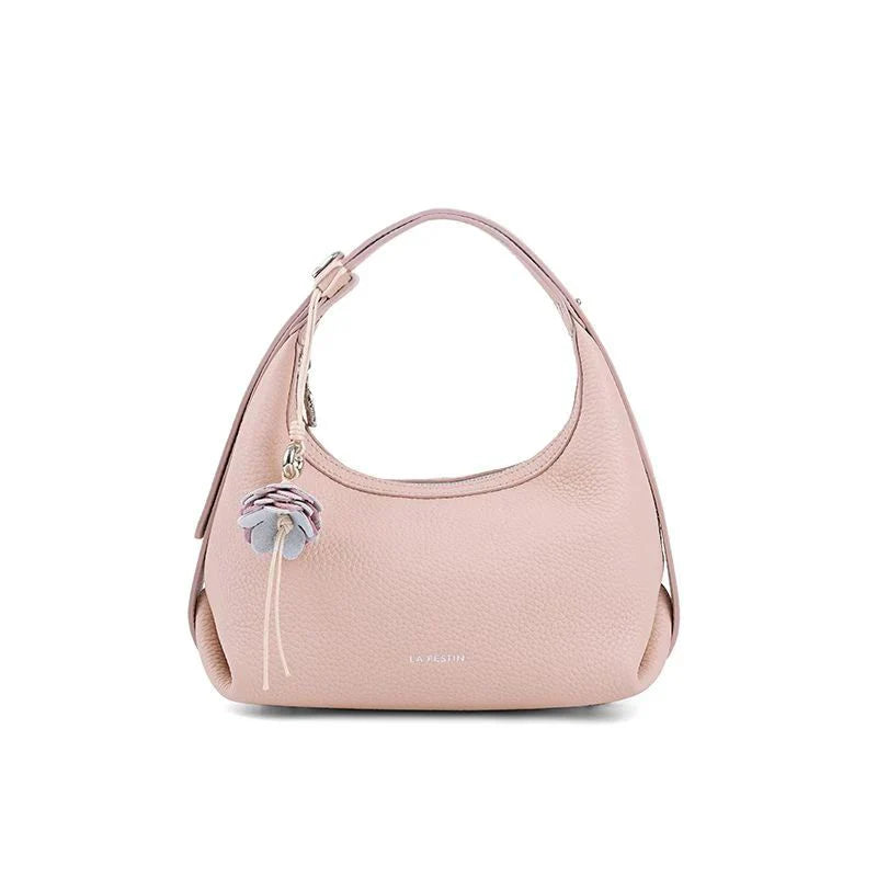 Bolsa Naomi Transversal Rosa Feminina Pequena de Couro
