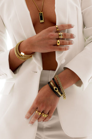 Onix Stone Bracelet Gold Plated 18K