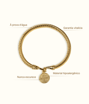 Saint Benedict Pendant Bracelet Gold Plated 18K