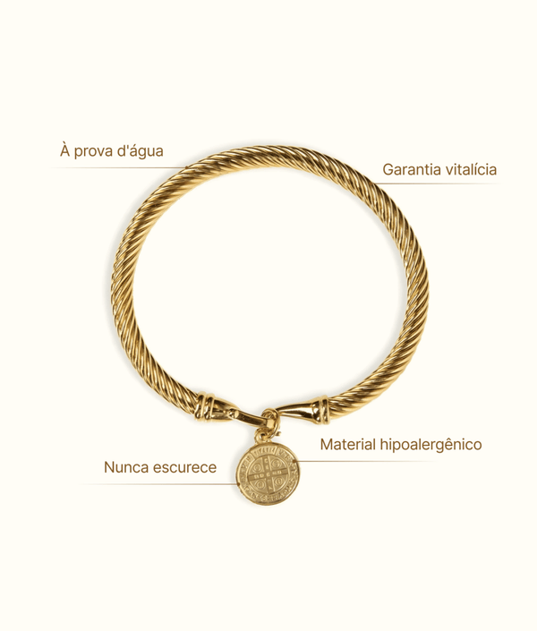 Saint Benedict Pendant Bracelet Gold Plated 18K