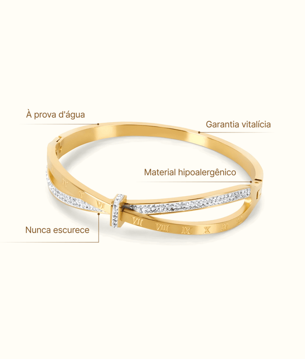 Roman Zirconia Bracelet Gold Plated 18K