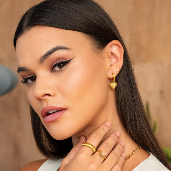 Love Hoop Earrings Gold Plated 18K