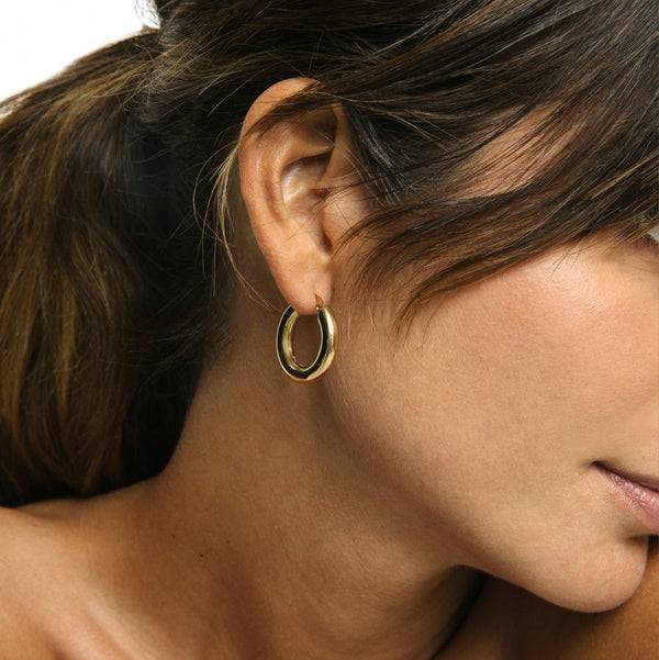 Lele M Tube Hoop Earrings Gold Plated 18K