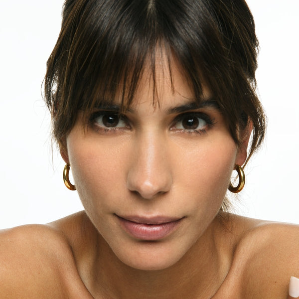Lele M Tube Hoop Earrings Gold Plated 18K