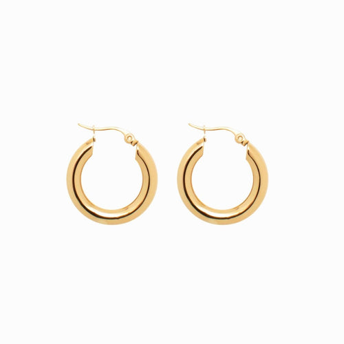 Lele M Tube Hoop Earrings Gold Plated 18K