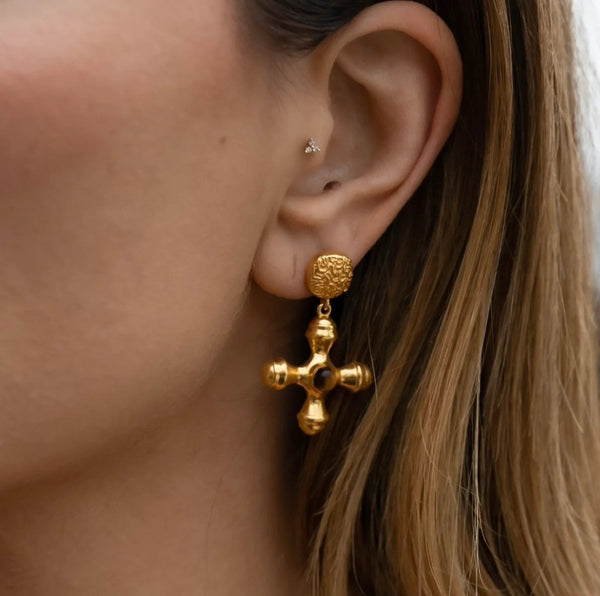 Tiger Eye Earrings Gold Plated 18K