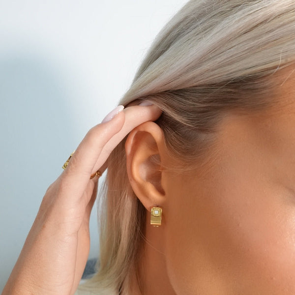 Square Charm Earrings Gold Plated 18K