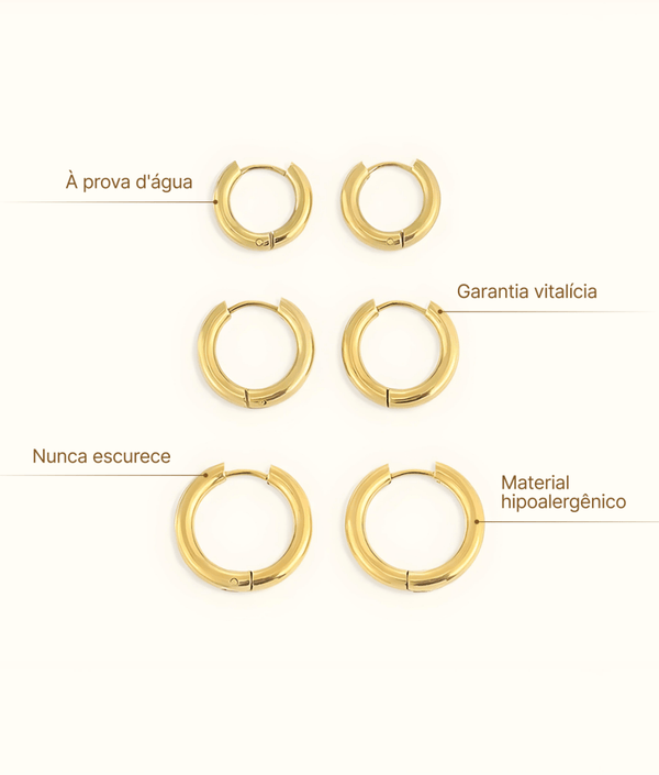 Triple Earrings Gold Plated 18K