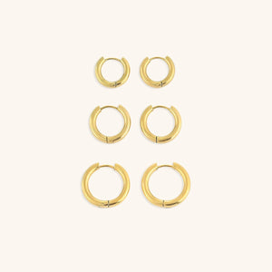 Triple Earrings Gold Plated 18K
