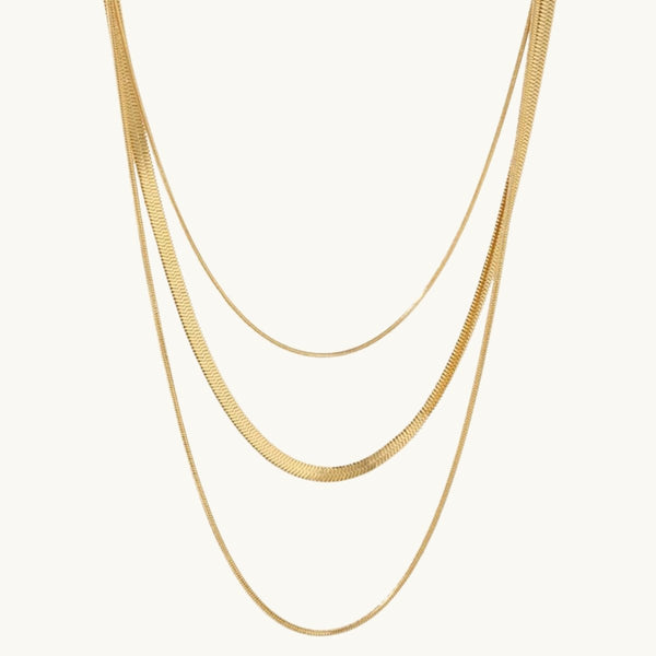 Celina Triple Layer Mesh Necklace Gold Plated 18K