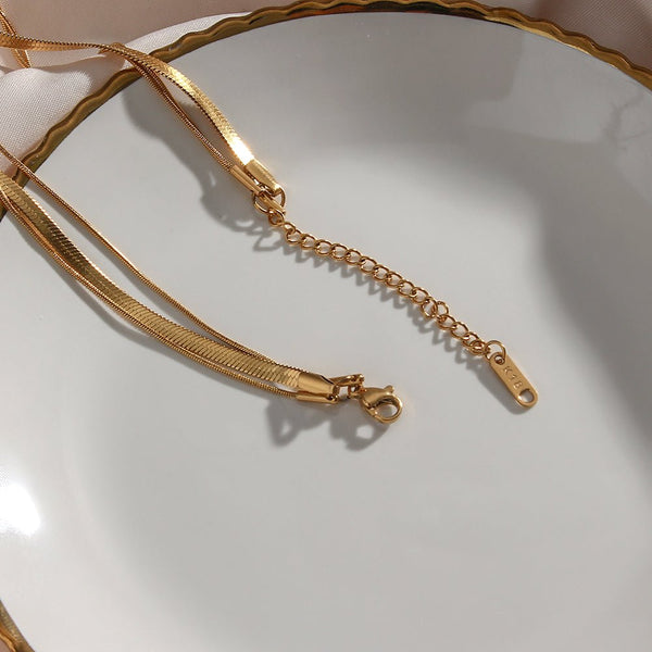 Celina Triple Layer Mesh Necklace Gold Plated 18K