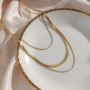 Celina Triple Layer Mesh Necklace Gold Plated 18K