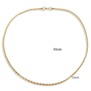 Fine Chain Necklace 2mm Gold Plated 18K