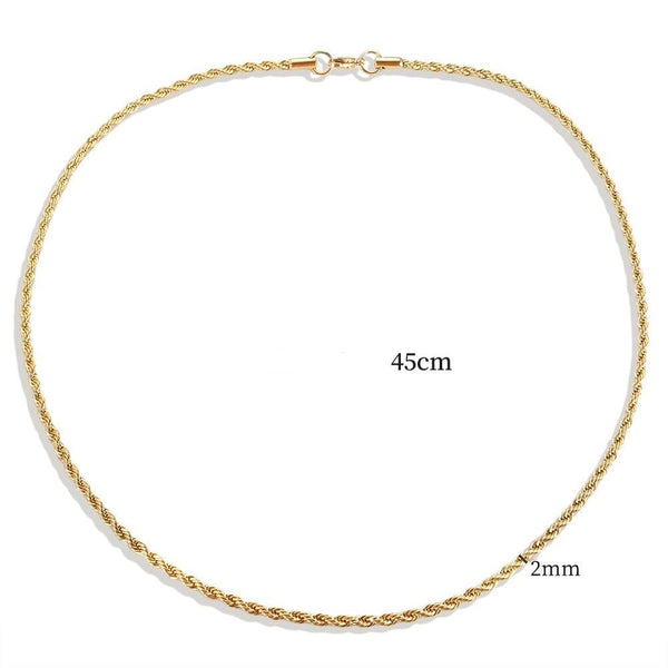 Fine Chain Necklace 2mm Gold Plated 18K