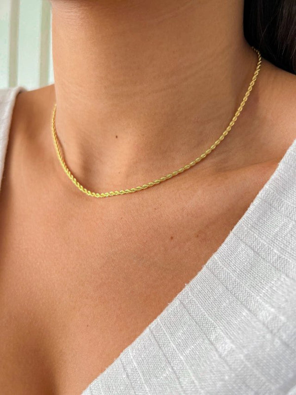 Fine Chain Necklace 2mm Gold Plated 18K