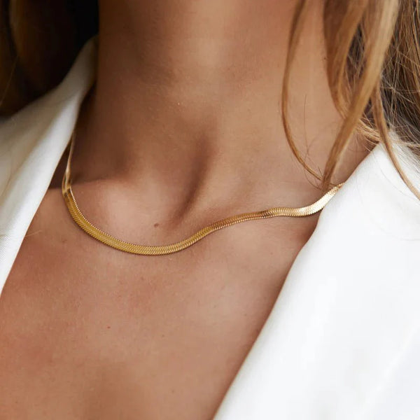 Snake Mesh Chain Necklace Gold Plated 18K
