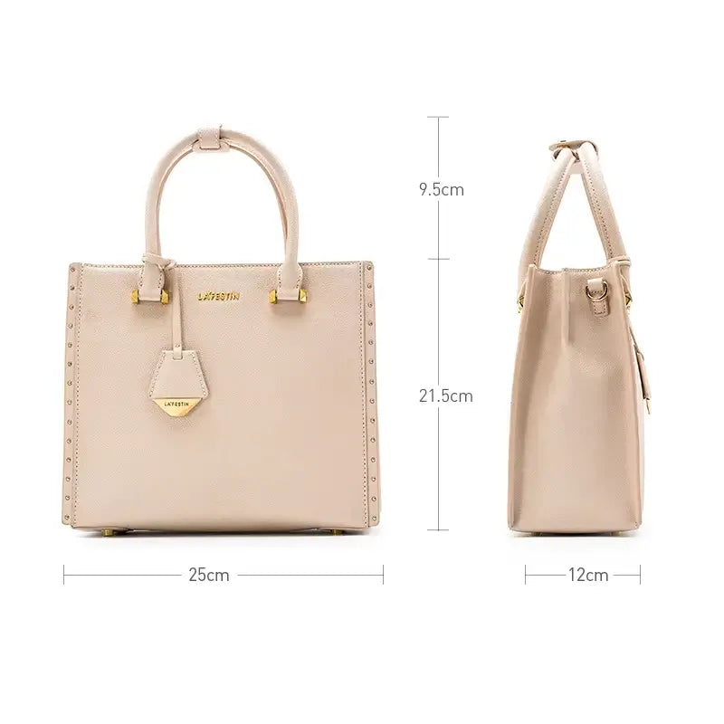 Bolsa Tote Feminina Ella Marfim Média em Couro