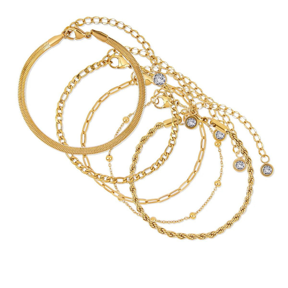 Glamour Zirconia Bracelet Set Gold Plated 18K