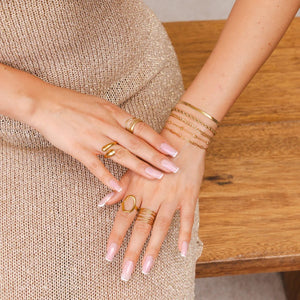 Glamour Zirconia Bracelet Set Gold Plated 18K