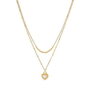 Marbled Heart Necklace Mix Gold Plated 18K