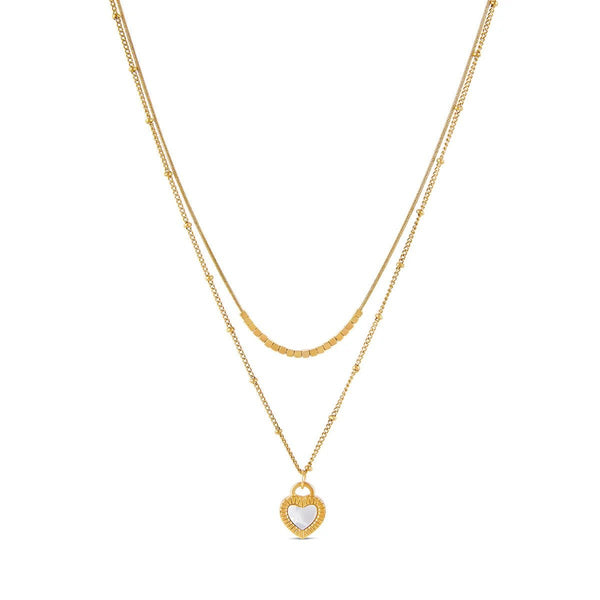 Marbled Heart Necklace Mix Gold Plated 18K