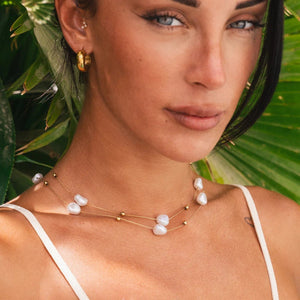 Irregular Pearls Necklace Mix Gold Plated 18K