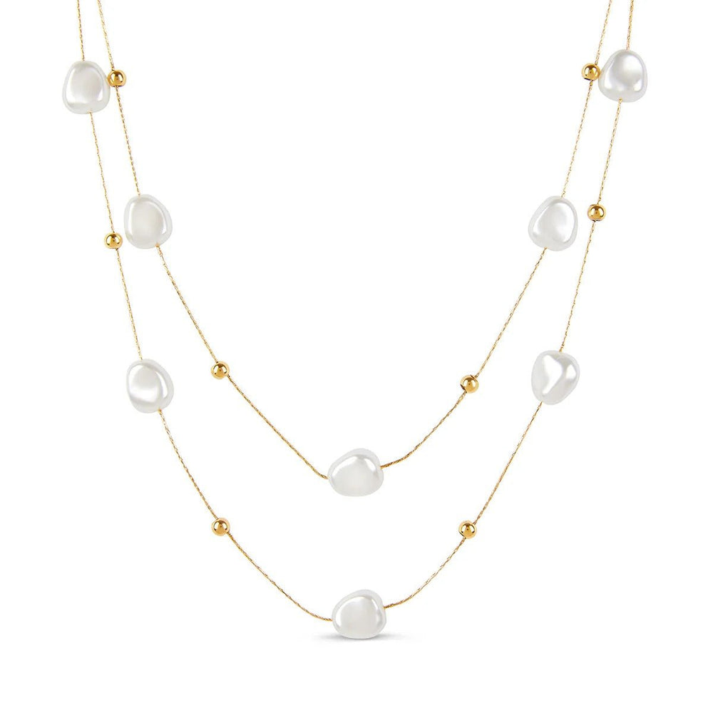 Irregular Pearls Necklace Mix Gold Plated 18K