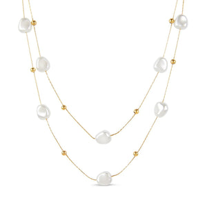 Irregular Pearls Necklace Mix Gold Plated 18K