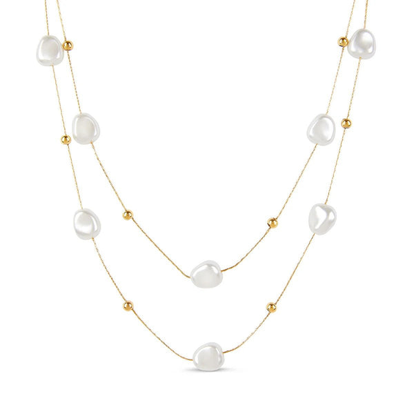 Irregular Pearls Necklace Mix Gold Plated 18K