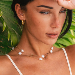 Irregular Pearls Necklace Mix Gold Plated 18K