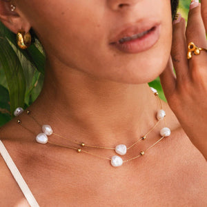 Irregular Pearls Necklace Mix Gold Plated 18K