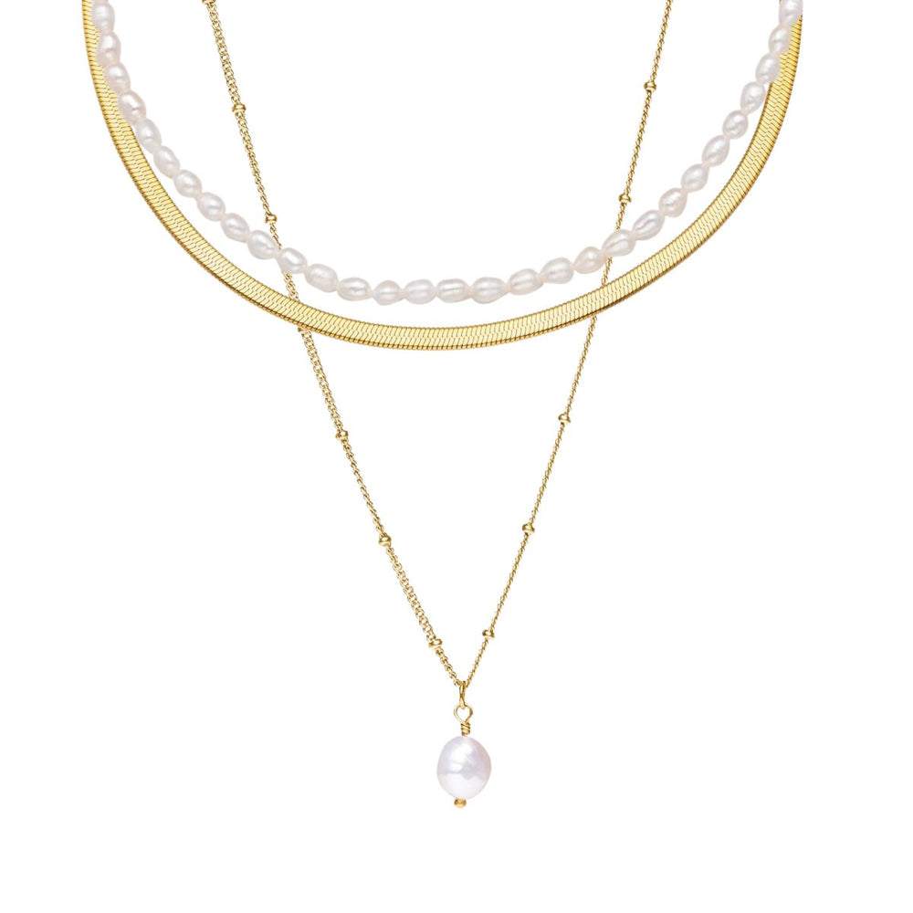 Triple Necklace Mix Gold Plated 18K