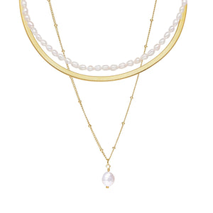 Triple Necklace Mix Gold Plated 18K