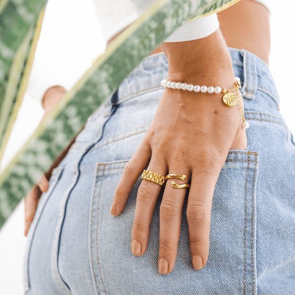 Pearl Charm Bracelet Gold Plated 18K