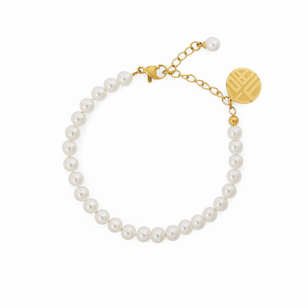 Pearl Charm Bracelet Gold Plated 18K