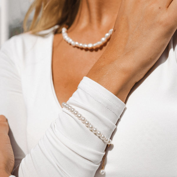 Pearl Charm Bracelet Gold Plated 18K