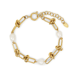 Knot and Pearls Bracelet Gold Plated 18K