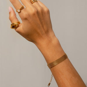 Plain Woven Bracelet Gold Plated 18K