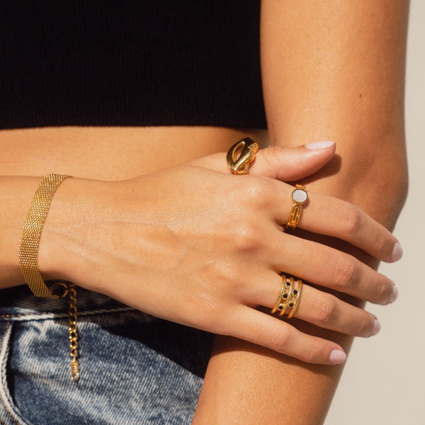 Plain Woven Bracelet Gold Plated 18K