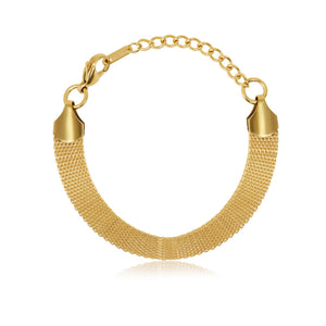 Plain Woven Bracelet Gold Plated 18K